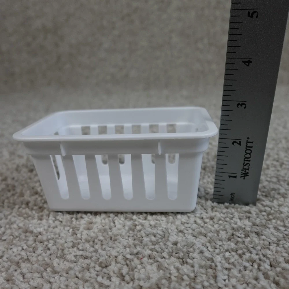 White Plastic Slotted Storage Baskets Set of 3 Drawer Organizers Bins